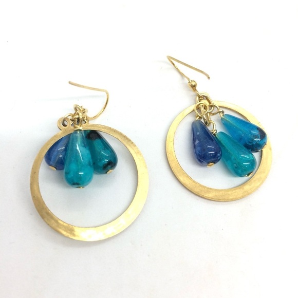 3/$30 UPCYCLED HANDMADE EARRING BRASS HOOP PLASTIC VINTAGE GOLD BOHO VERMEIL - Picture 13 of 15